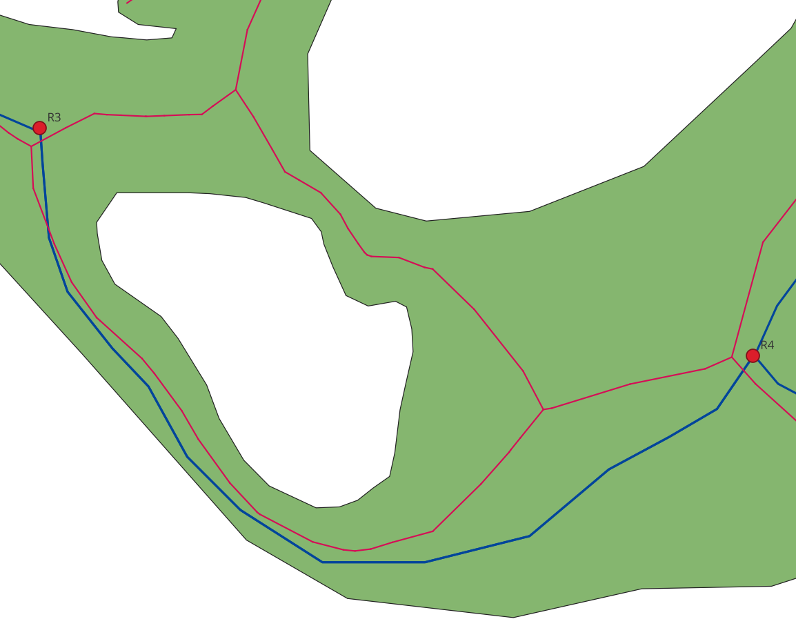 Closeup of ST_ApproximateMedialAxis lines