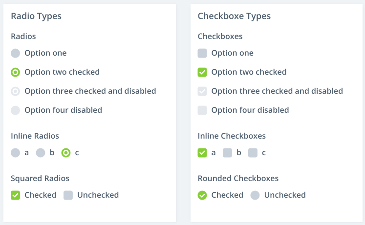 screenshot of radios and checkboxes from UI widget library