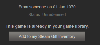 Add to my Steam Gift Inventory