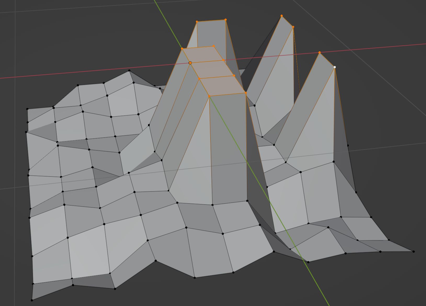 Selected vertices raised to Z = 0, with proportional edit