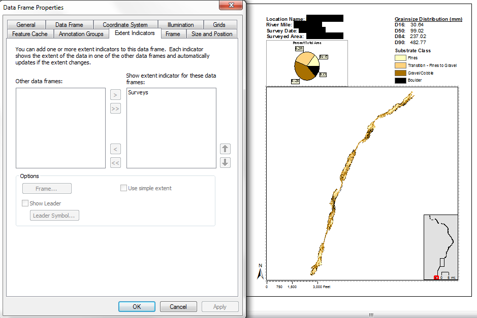 Data Frame Properties Extent Indicator tab