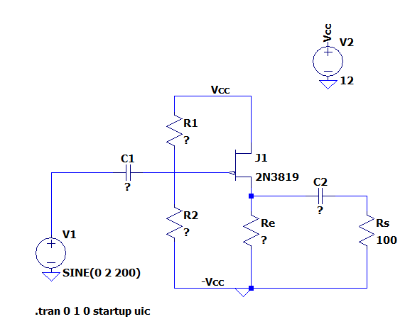 LTSPICE schematic common drain