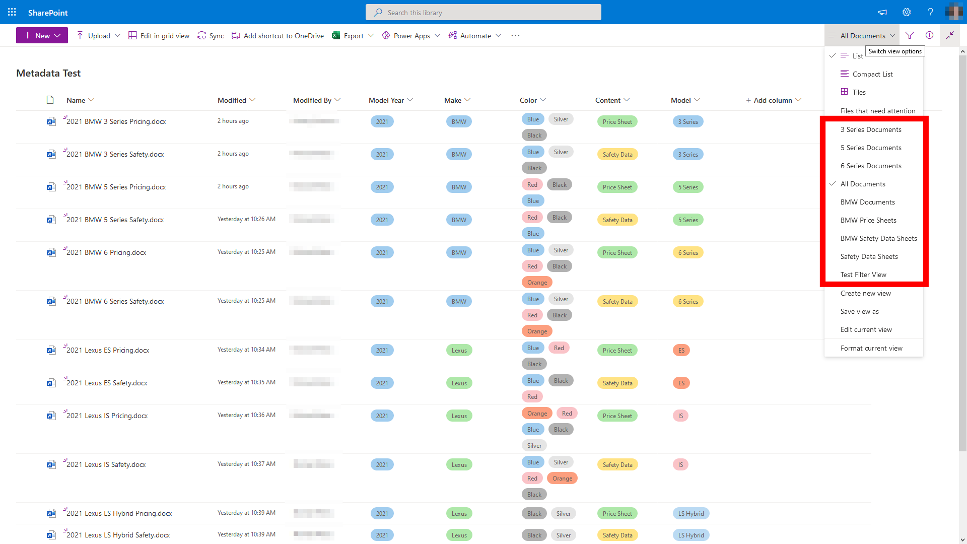 Filter Views in SharePoint