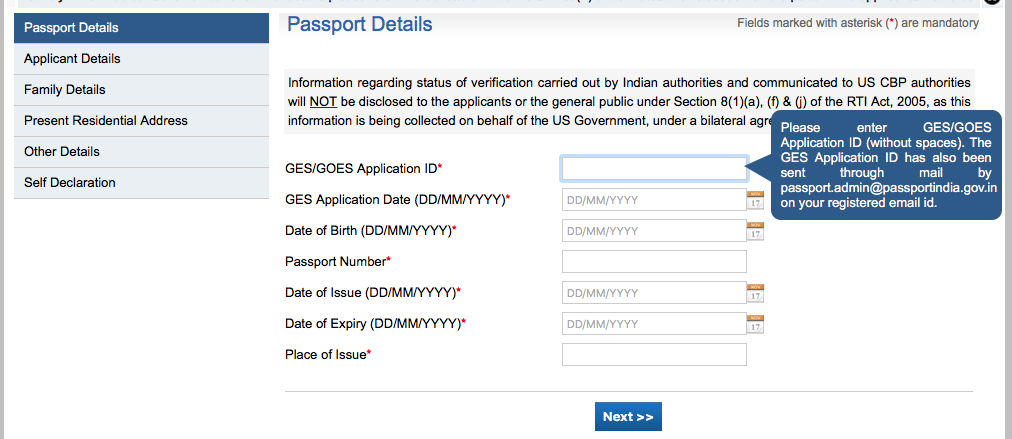 GOES Background check form