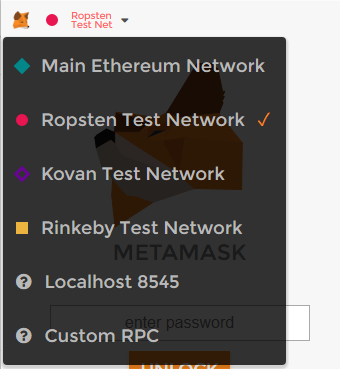 Choosing the Network in MetaMask