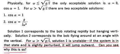 conical pendulum, jumping outward