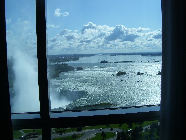 Falls from hotel room with window frame showing