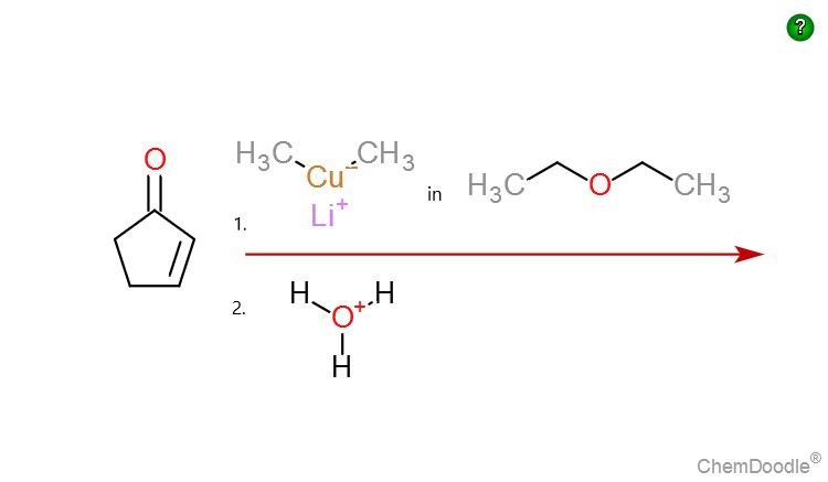 cyclopent-2-en-1-one and gilman's reagent with acid workup