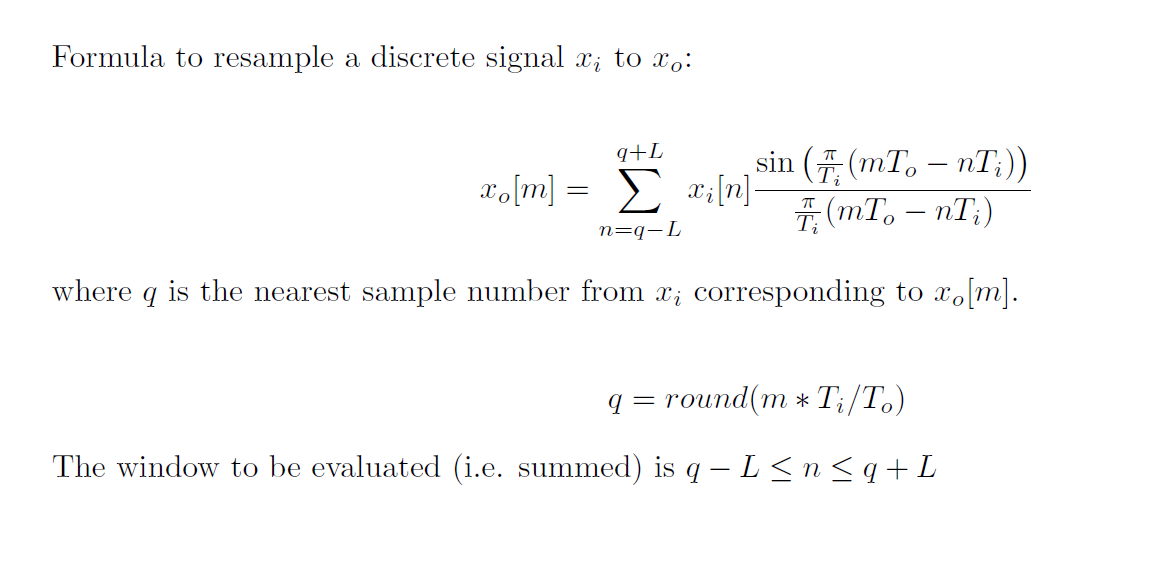 Interpolation via sinc function