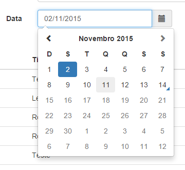 Escolhendo a data 02/11/2015