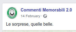 commenti memorabili dice "Le sorprese, quelle belle"