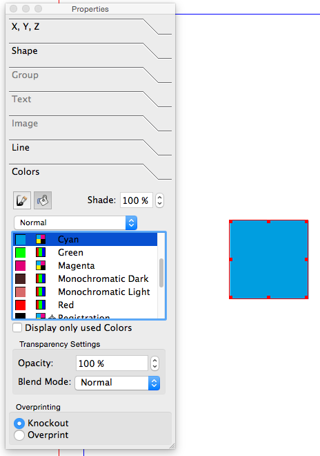 Properties palette with polygon's fill successfully changed