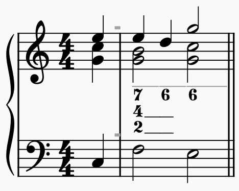 Upper voice suspended as 7 resolving to 6