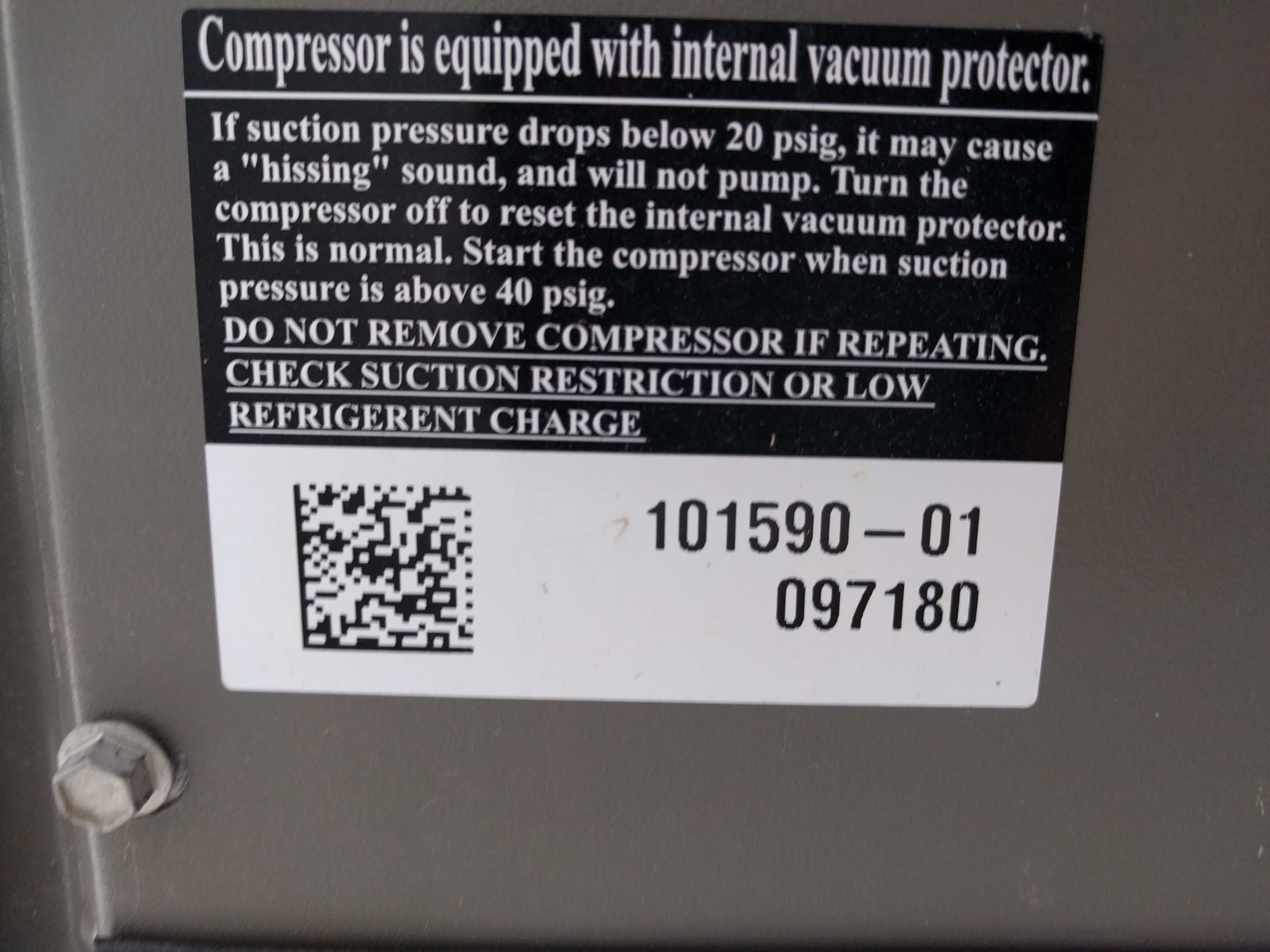 Outside Unit vacuum protector label