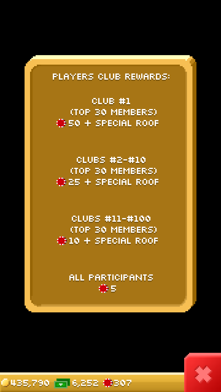 Here Players Club Info Screen from the game.