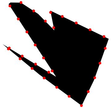 Polygon with boundary split up into 30 equal parts.