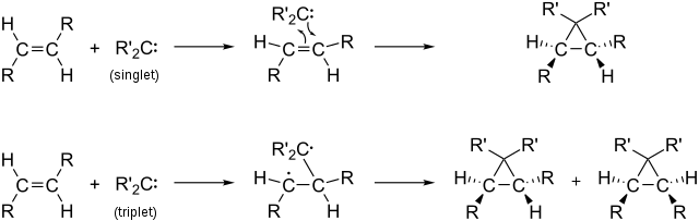 carbene reacting by forming cyclic structure