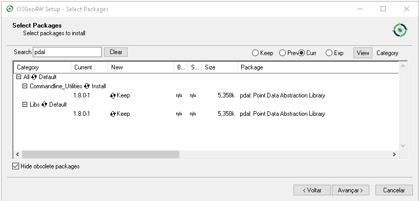 PDAL Lib in OSGeo4w