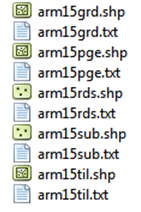 Each folder has 5 shape files