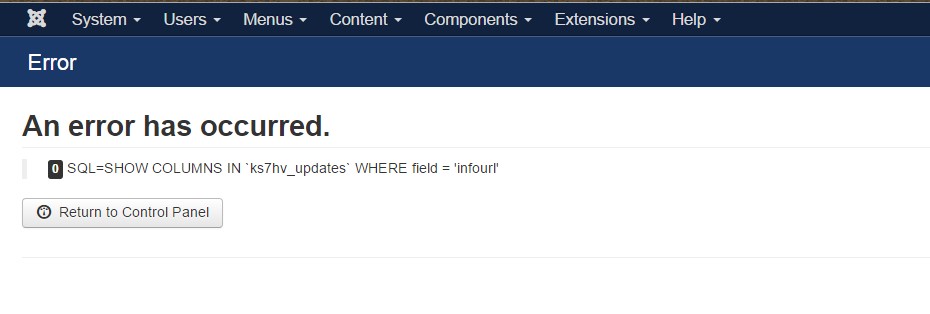Joomla Fix Database Errors