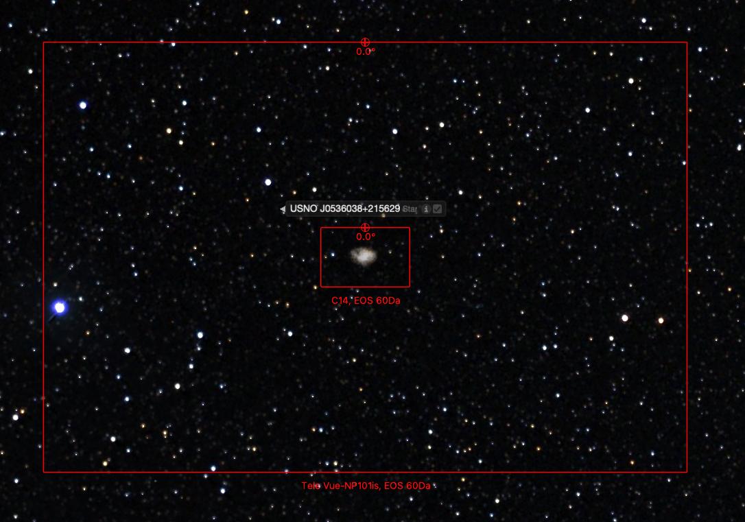 Simulated view of M1 at 540mm using APS-C sensor