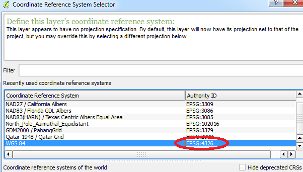 CRS options