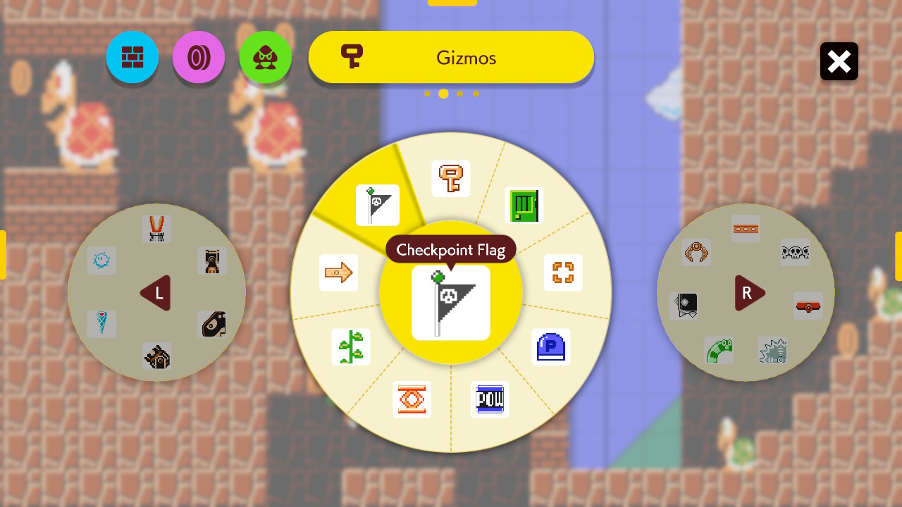 1 – Super Mario Maker 2 – select Checkpoint Flag in library