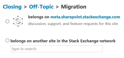 Sharepoint.SE migration screen shot