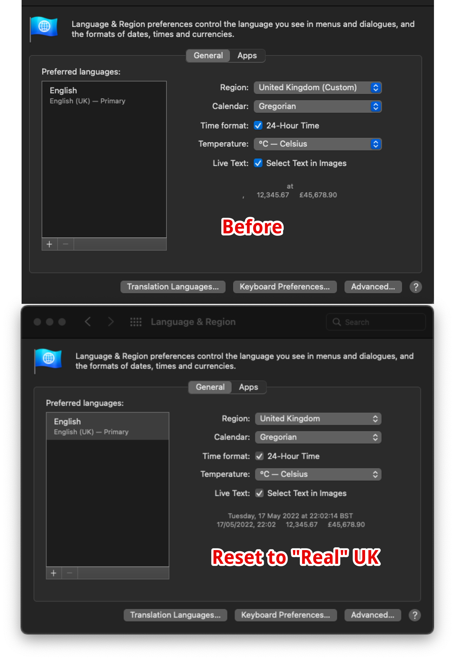 Language & Region Settings 