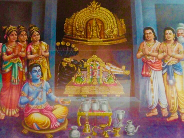 Lord Rama worships Lord Ranganatha