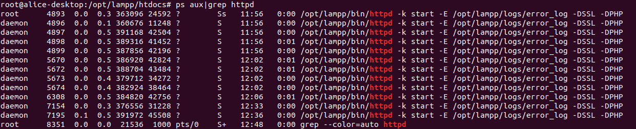 ps -aux|grep httpd