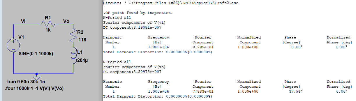 Screenshot of circuit and log