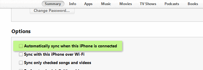 iTunes auto sync feature
