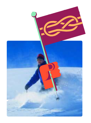 Skiing with a nice flag