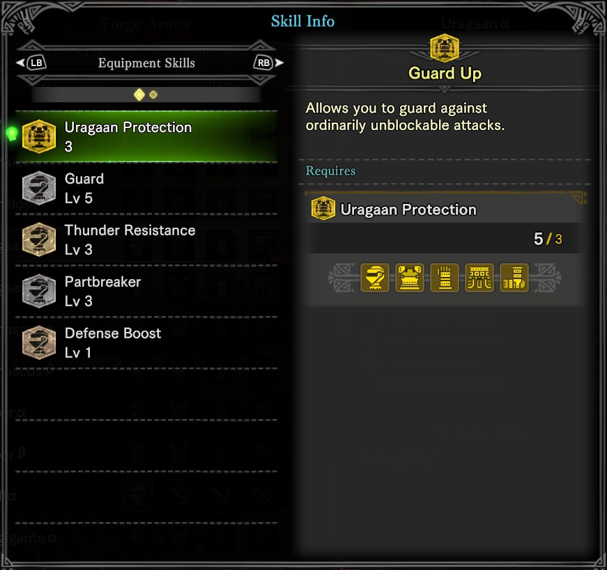 Uragaan Protection - Allows you to guard against ordinarily unblockable attacks.