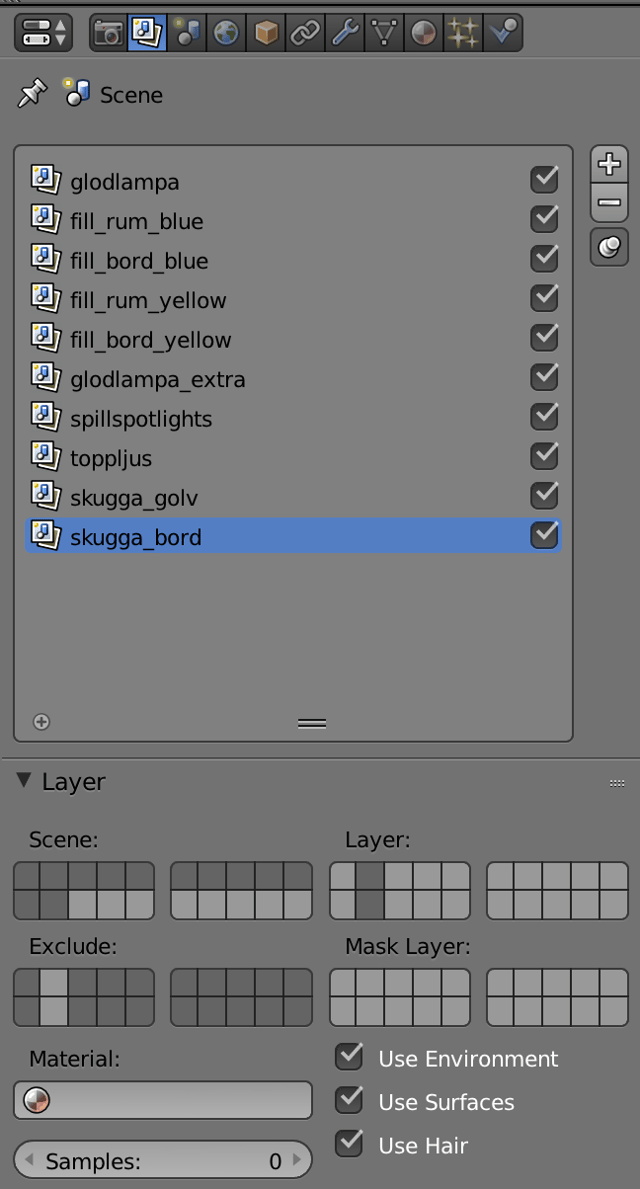 Here are the layer list render settings