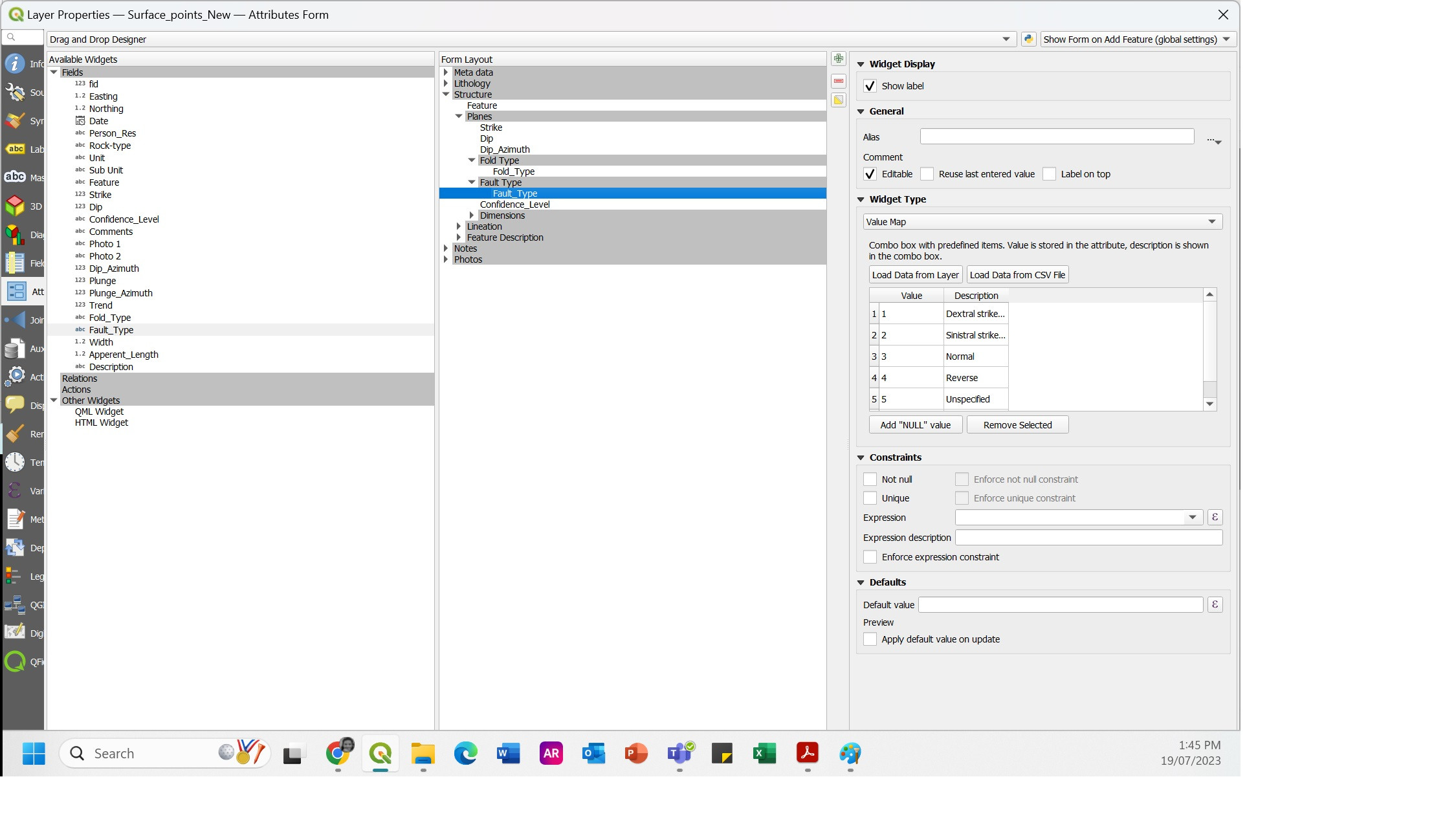 fold types and Fault types with conditional visibility