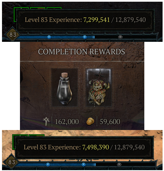 Dungeon rewarding 162,000 exp