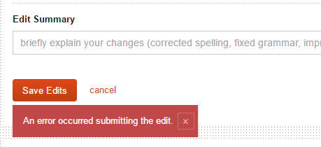 An error occurred submitting the edit.