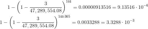 Probabilities for a month and a year to get a block