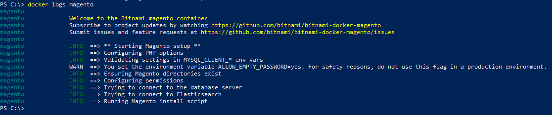 docker logs magento
