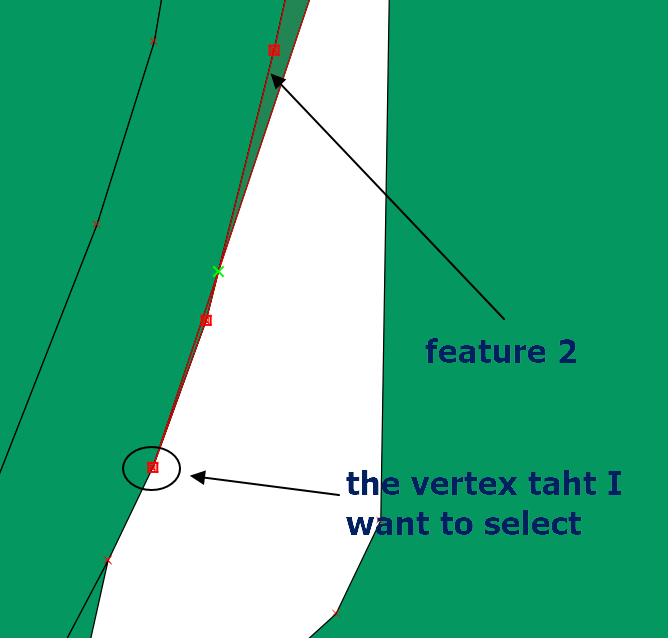 feature 2, the vertex snap on feature 1