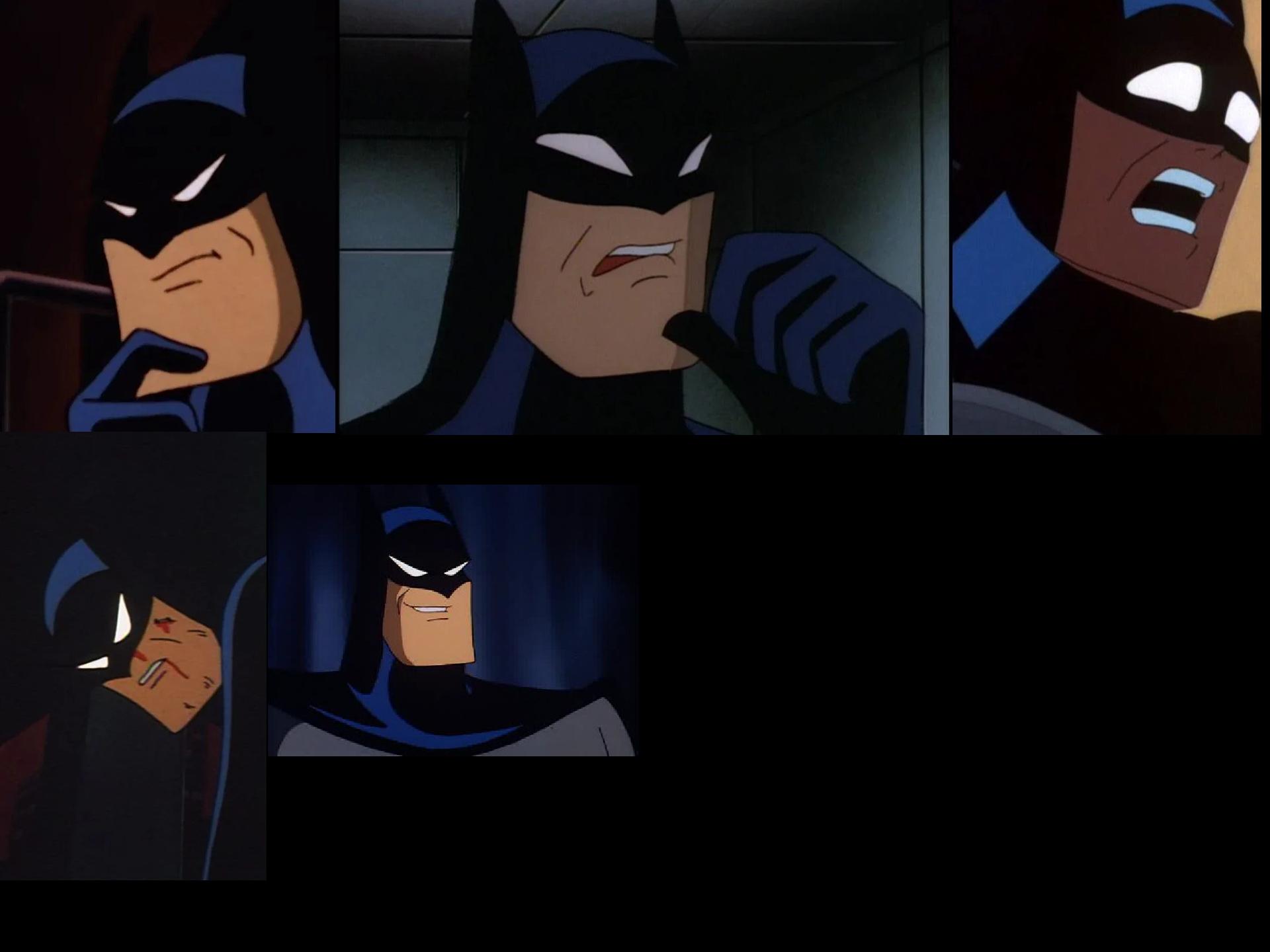 Batman showing different facial expressions