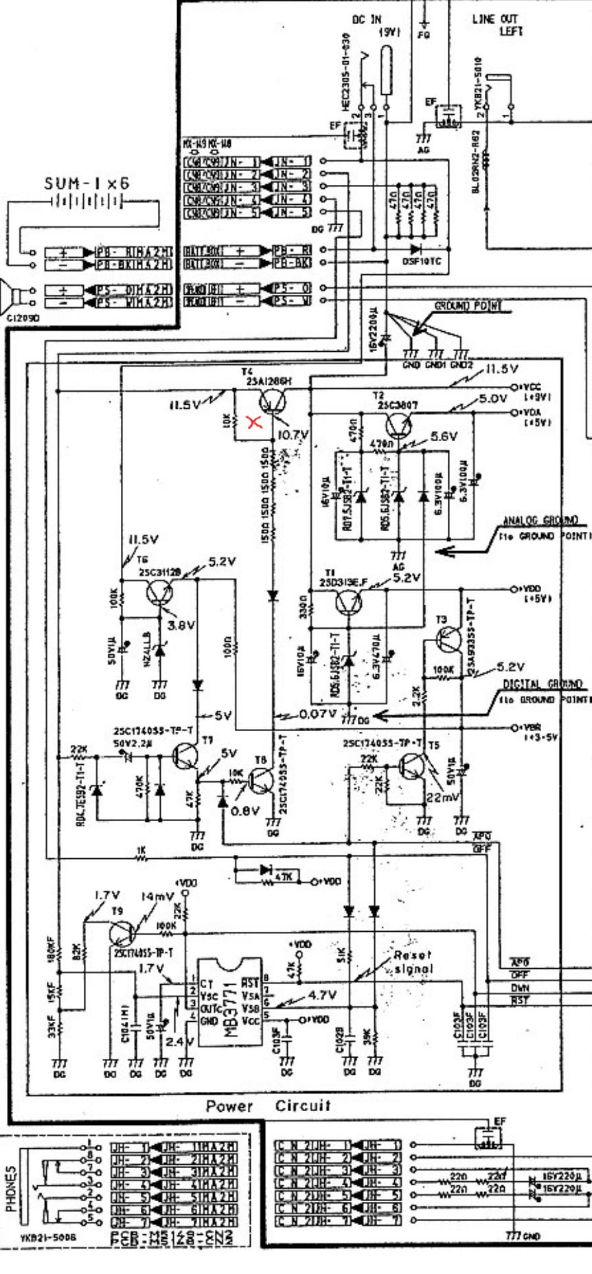 Schematic (x marks T4)