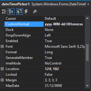 DateTimePicker Properties