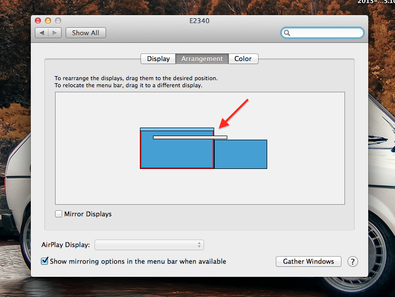 System Preferences > Displays > Arrangement