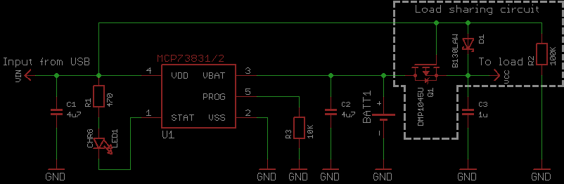 MCP73831 with Load sharing