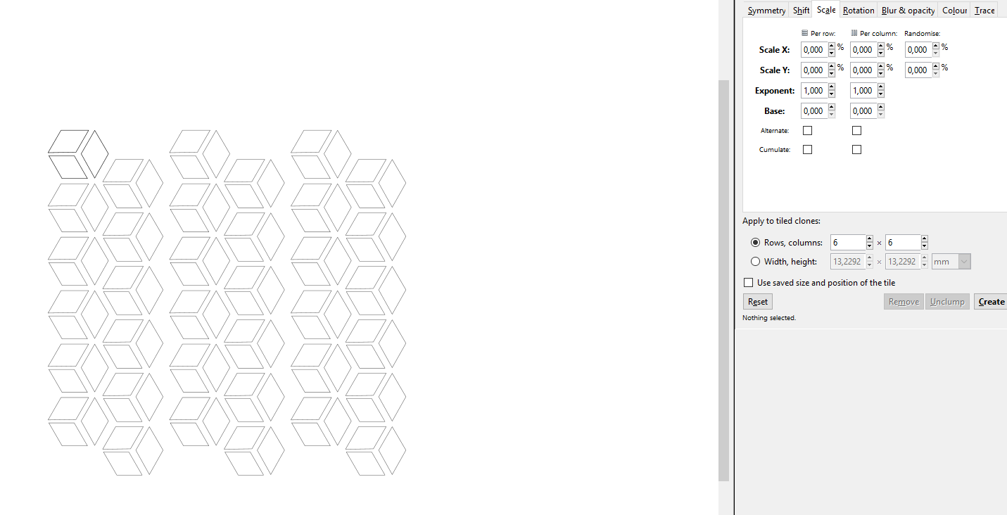 Inkscape screenshot showing tiling setup