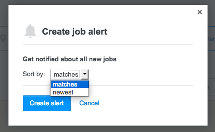 Create job alert pop-up
