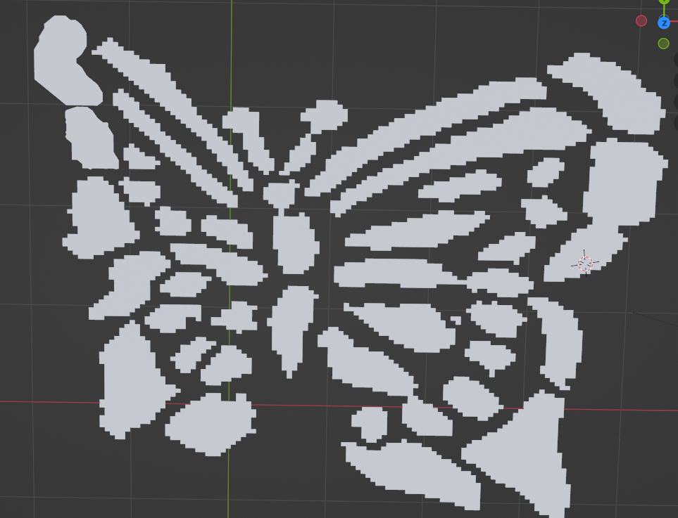 Basic butterfly shape without texture and details like the jagged edges